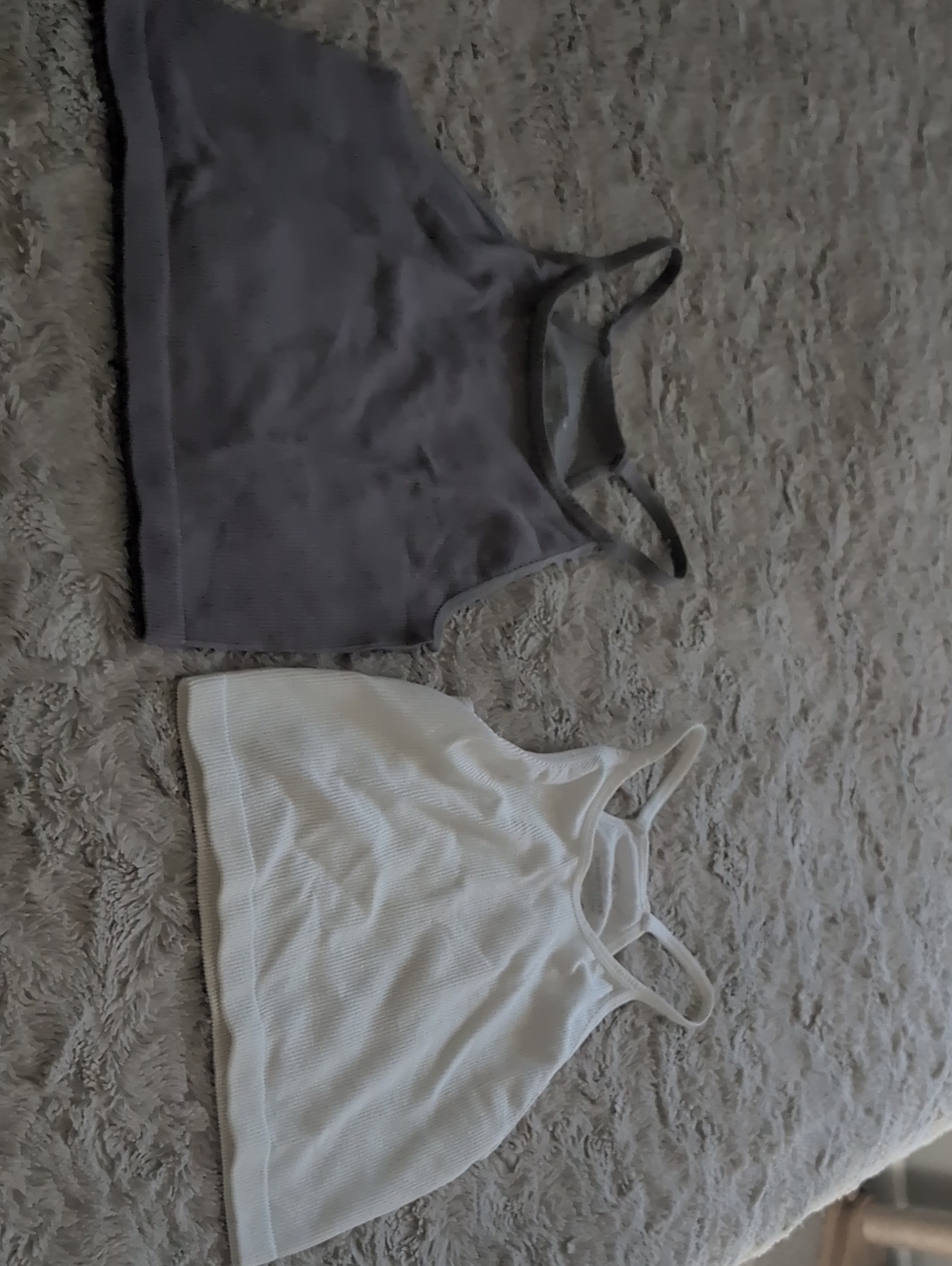 Ribbed Halter Tank Tops - Gray & White